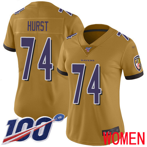 Baltimore Ravens Limited Gold Women James Hurst Jersey NFL Football 74 100th Season Inverted Legend